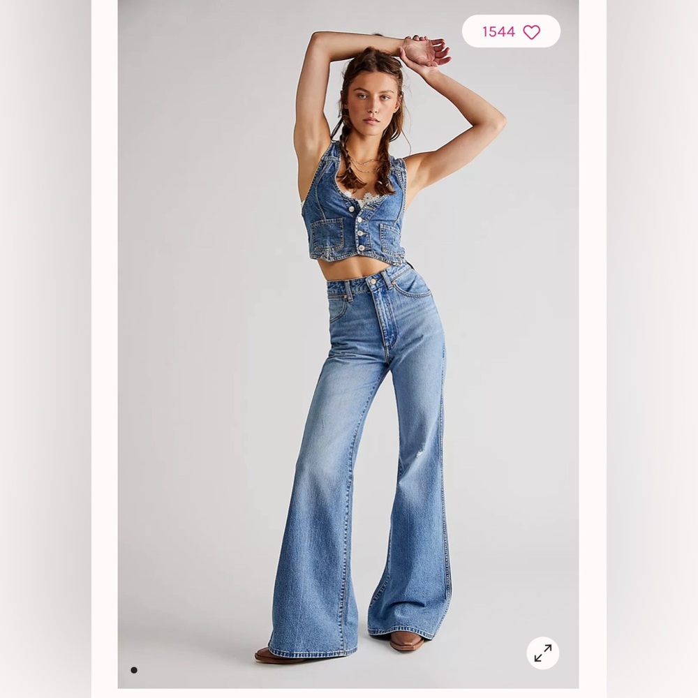 Free People Wrangler Wanderer 622 High Rise Flare Jeans nWT. Mermaid.